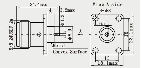 50Ω N Type Female Flange Hole Mount RF Coaxial Connector With Nickel Plated Plating