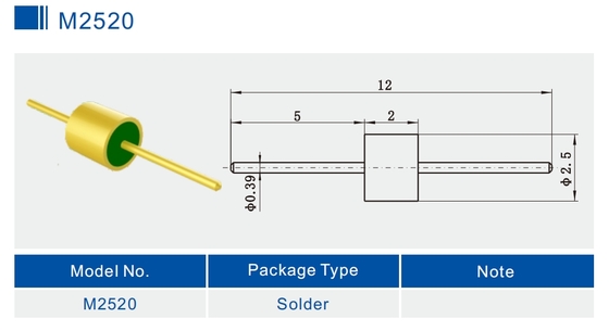 1 Pin Hermetic 50Ohm Glass To Metal Seal Connectors RF Feedthru For Custom Packages M2520