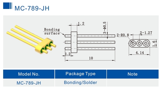 3-Pin Header Connector Hermetic Straight Cut Pin Tip With Bonding Surface MC-789-JH