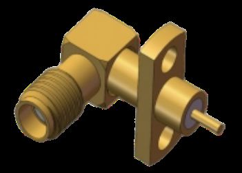 ライトアングル SSMA ジャック / メス RF 同軸コネクタ 2 ホールフランジマウント、ネジ 10-36UNS-2 付き