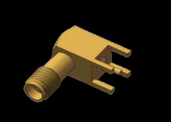 直角 SSMA / ミニ SMA メス / ジャック RF 同軸コネクタ 4 本足 スルーホールはんだ PCB ​最大 18GHz