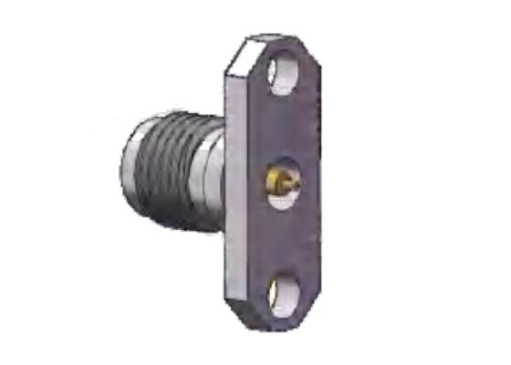 SSシェル 40GHz Kタイプ 2.92mm RFコネクタ メスジャック 2穴フランジマウント ピン径 0.3mm, 0.4mm, 0.5mm, 0.7mm, 0.8mm, フランジ穴間隔 12.2mm