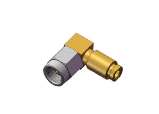 50Ω 18GHz ミニ SMA オス 直角 SSMA RF同軸コネクタ 金メッキ導体付き