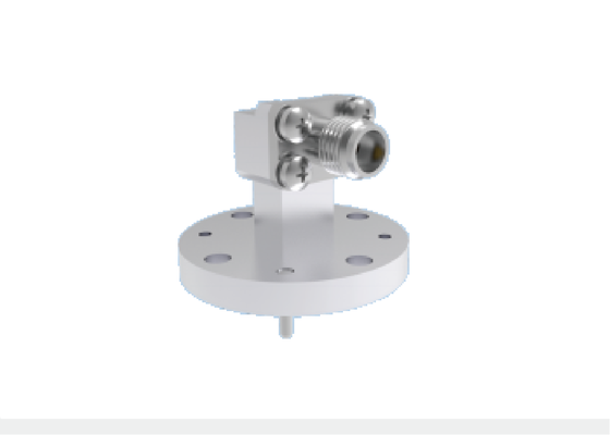 WR22 BJ400 直角導波管 - 2.4 mm 同軸アダプター 4 穴丸型フランジマウント 23.9 GHz-50.1 GHz Ka バンド航空宇宙導波管コンポーネント